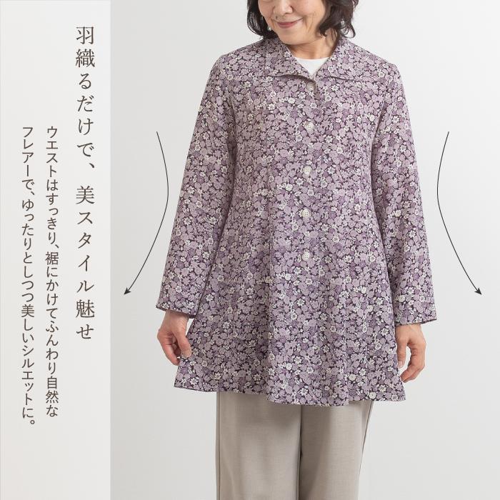 婦人 ミセス シニア向け 花柄 ちりめん カットソー Lサイズ 日本製 