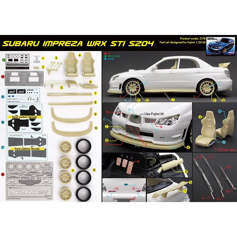 ZoomOn 1/24 Z178 スバル インプレッサ WRX STi S204 パーツセット