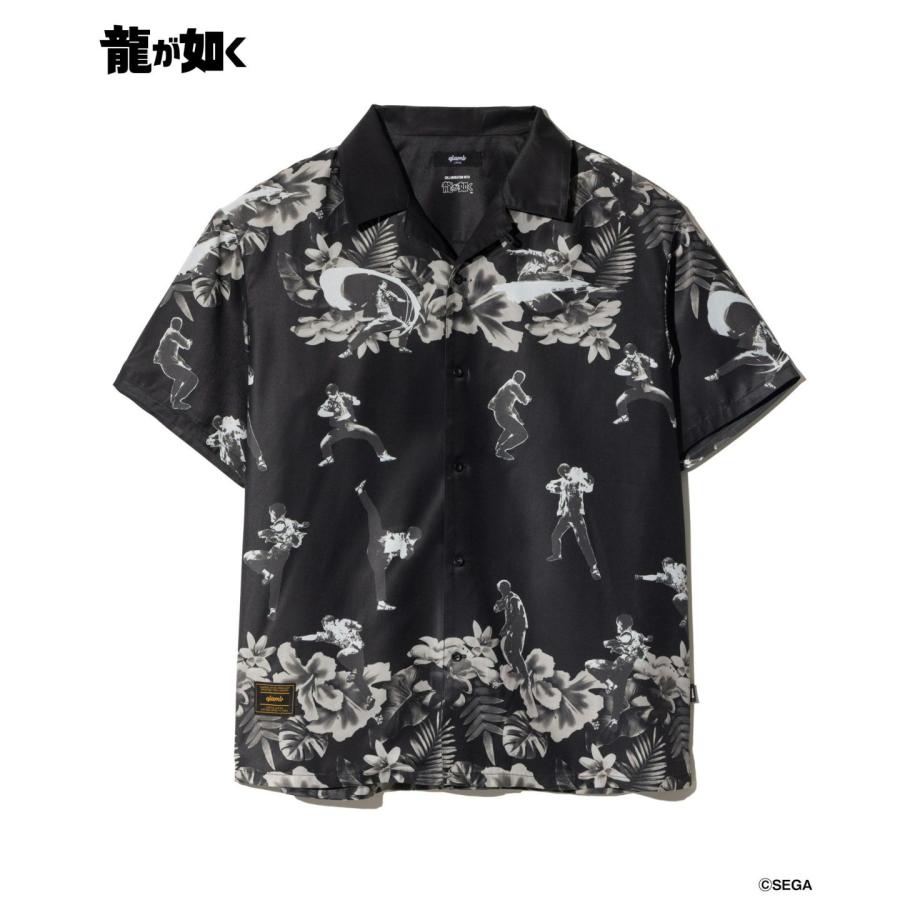 トップス glamb 半袖 アロハシャツ チェック ネイビーブラック