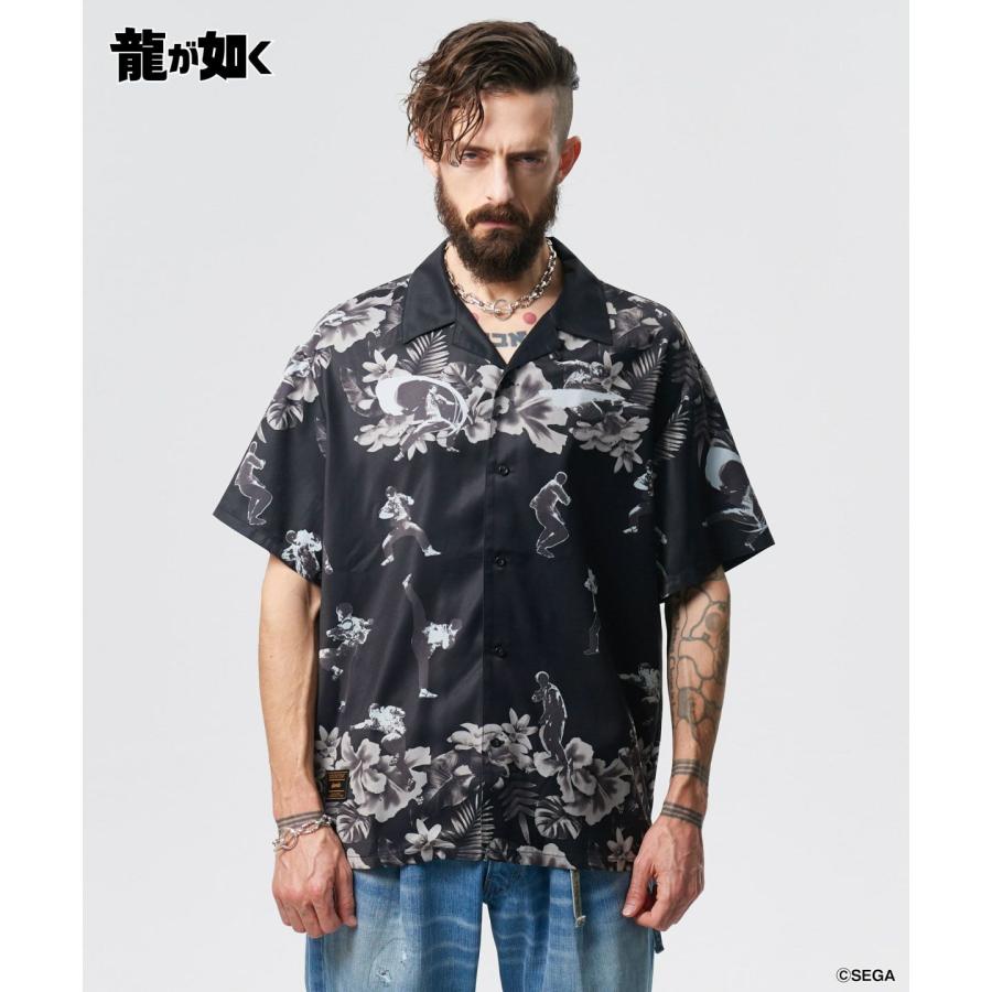 トップス glamb 半袖 アロハシャツ チェック ネイビーブラック