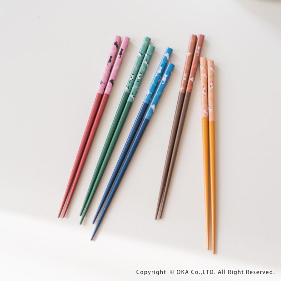 オカ お箸 5本セット ねこ日和 5膳組 日本製 おはし カトラリー 贈り物