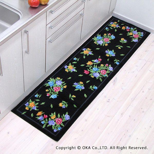 キッチンマット 日本製 高級キッチンマット 約180×50cm VPグランデ 台所マッ ト 洗える 布製 高級 ロングマット 廊下敷き ウィルトン オカ|m-rug|02