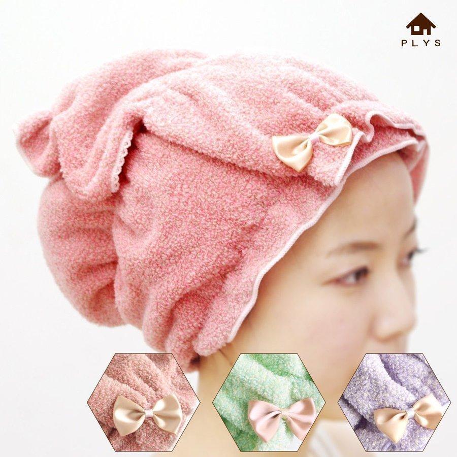 シェリールスフレ ヘアドライタオル 髪用 伸びる お風呂上がり 入浴後 もこもこ かわいい メランジェ リボン オカ | 