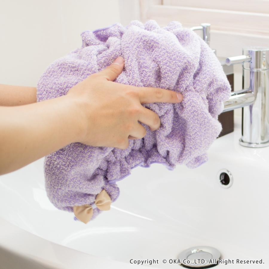 シェリールスフレ ヘアドライタオル 髪用 伸びる お風呂上がり 入浴後 もこもこ かわいい メランジェ リボン オカ |  | 08