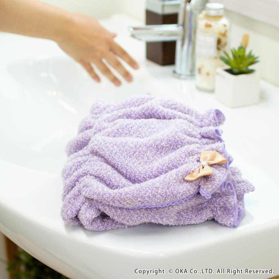 シェリールスフレ ヘアドライタオル 髪用 伸びる お風呂上がり 入浴後 もこもこ かわいい メランジェ リボン オカ |  | 09