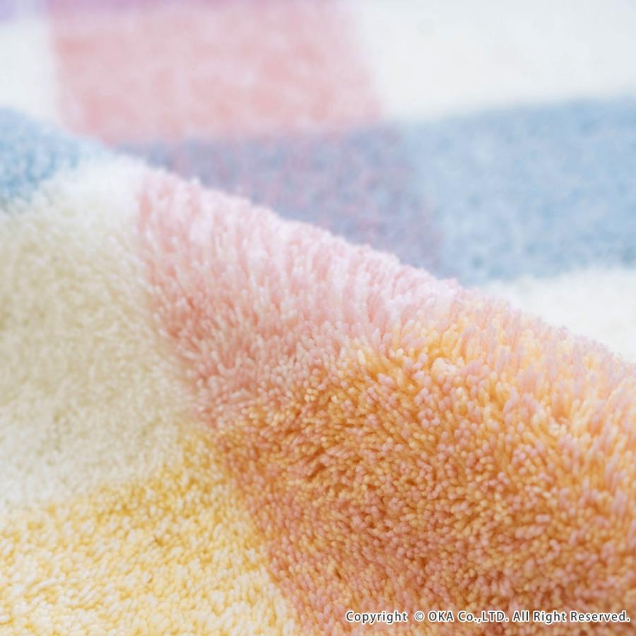 トイレマット 約55×60cm パレット ミドルサイズ トイレ マット おしゃれ ピンク グリーン チェック パステル 北欧 トイレラグ 洗えるトイレ用品 オカ | オカ | 12