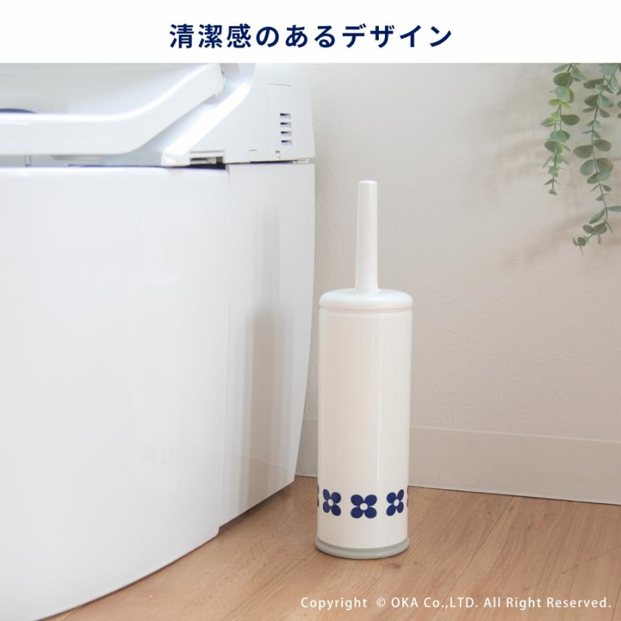 オカ トイレブラシ トイレ掃除 ケース付き フルール 北欧 陶器風 360度