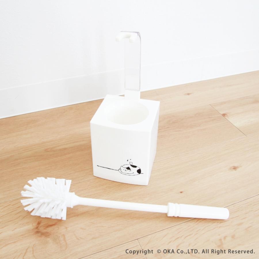 トイレブラシ ケース付き トイレ掃除 なごみねこ おしゃれ トイレ セット 掃除用品 割れにくい  オカ | オカ | 07