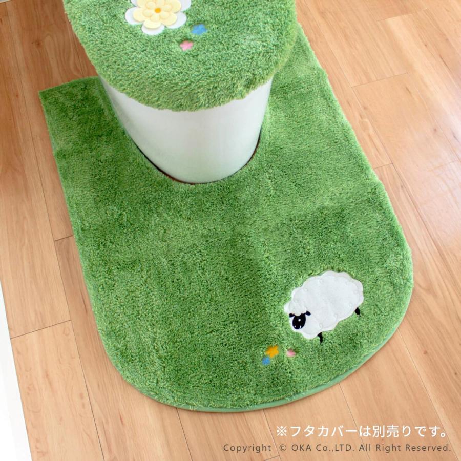トイレマット 耳長 ロング 約90×65cm 芝生 しばふ トイレ マット おしゃれ 洗える ひつじ 羊 アニマル ふかふか あたたかい あらえる すべり止め オカ|m-rug|11