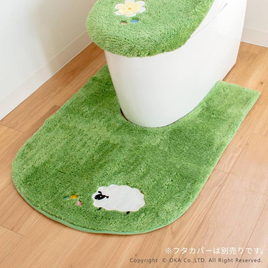 トイレマット 耳長 ロング 約90×65cm 芝生 しばふ トイレ マット おしゃれ 洗える ひつじ 羊 アニマル ふかふか あたたかい あらえる すべり止め オカ|m-rug|10