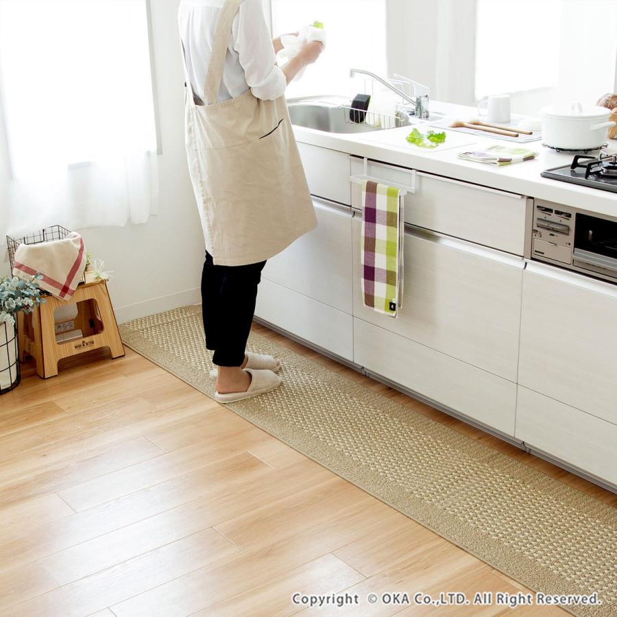 キッチンマット 約270×45cm 洗える 優踏生 ゆうとうせい 洗いやすい キッチン マット おしゃれ ロング 台所マット 布製 廊下敷き 玄関マット オカ｜m-rug｜08