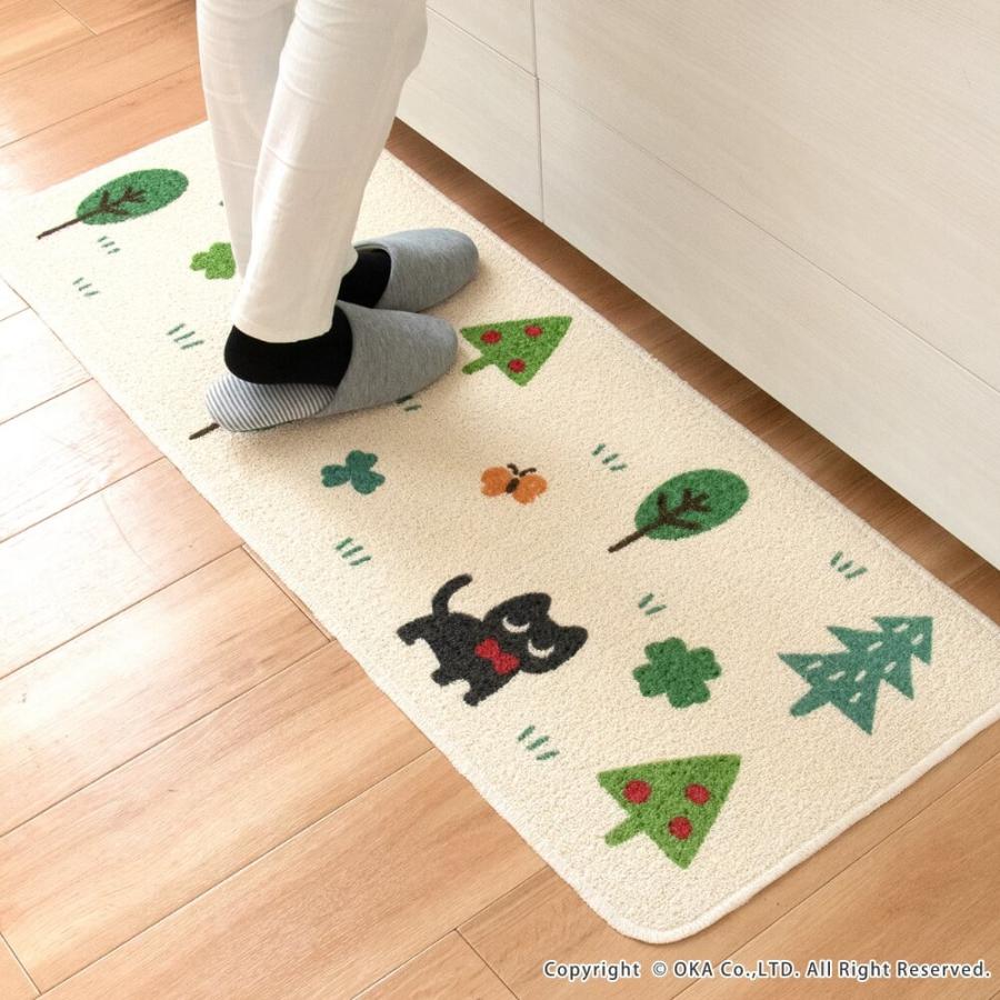 キッチンマット 約120×45cm 洗える スローデイズ 日本製 ねこ ネコ 猫