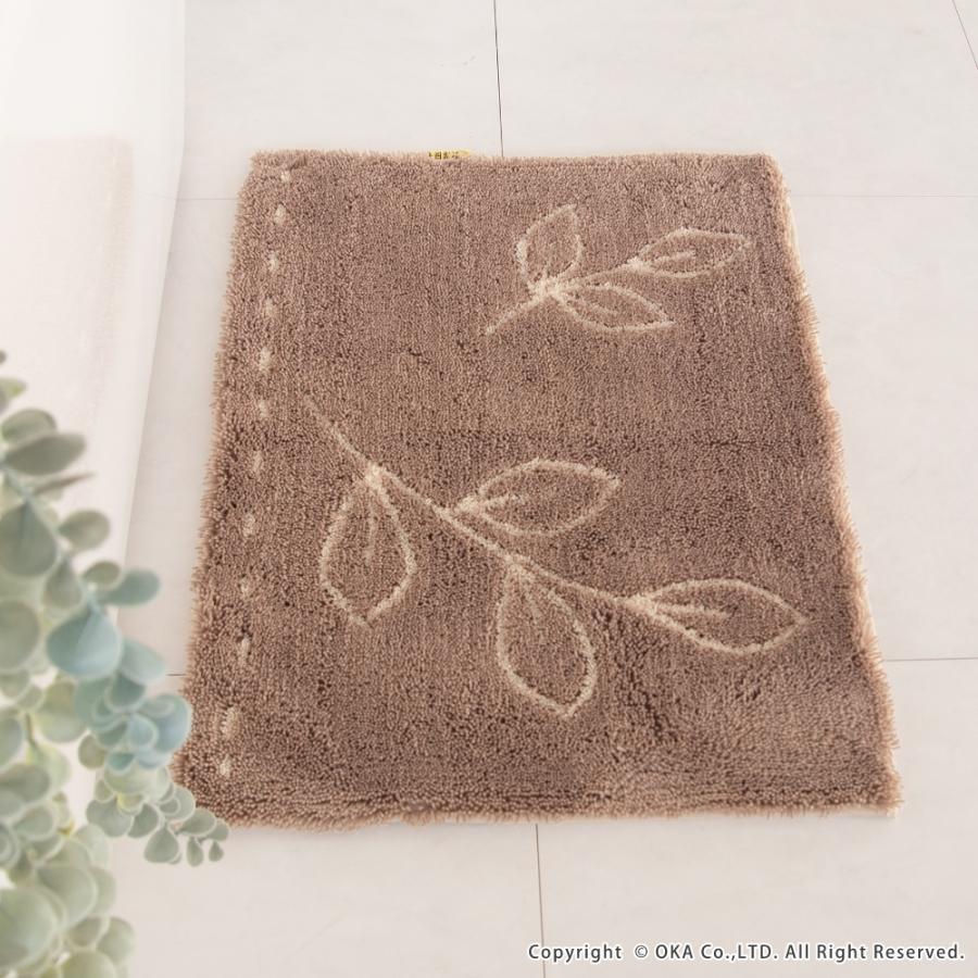 バスマット 足ふきマット 速乾 吸水 乾度良好 ナチュラルリーフ 約45×60cm おしゃれ お風呂マット 足ふきマット 洗濯可 洗える 浴室 グレー ブラウン オカ | 乾度良好 | 15