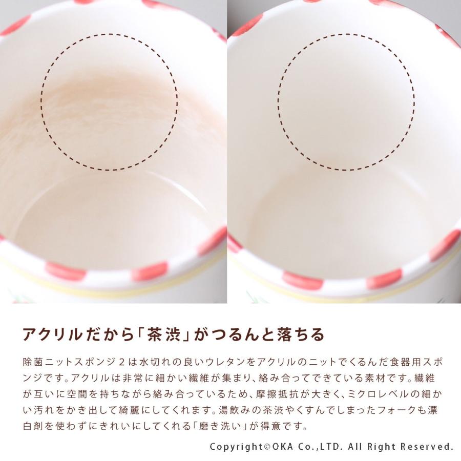 食器用 台所用 スポンジ PLYS プリスベイス 除菌ニットスポンジ キッチン スポンジ 食器用 茶渋がとれる ヒモ付き おしゃれ 日本製 オカ | オカ | 05