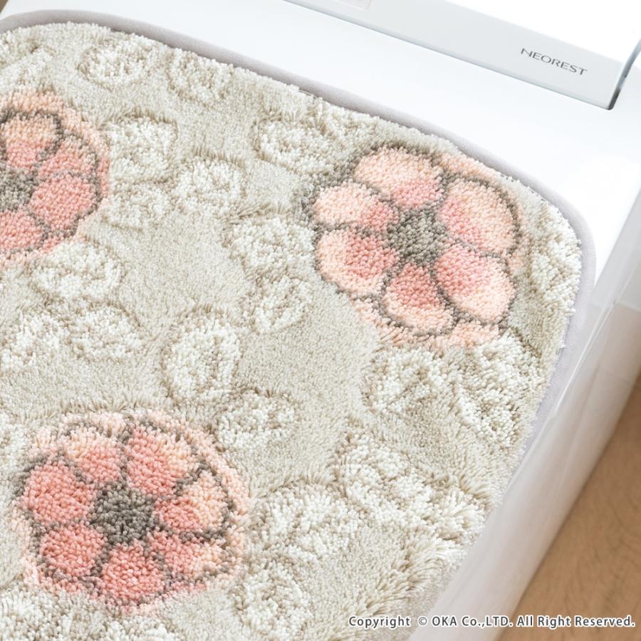 フタカバー (吸着シート ドレニモタイプ 洗浄暖房型 普通型 兼用) フローリア トイレ マット おしゃれ ブルー ベージュ 洗える トイレ用品 日本製 オカ | オカ | 14