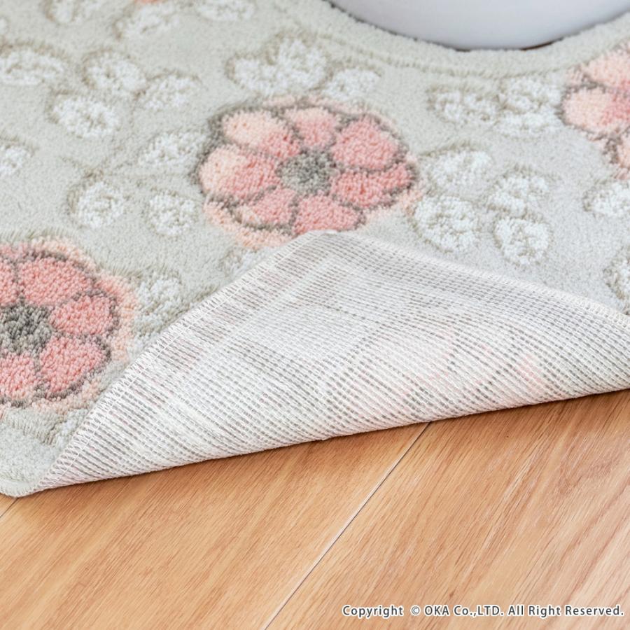 トイレマット 約55×60cm フローリア トイレ マット おしゃれ ブルー ベージュ 上品 トイレラグ 洗えるトイレ用品 日本製 オカ | オカ | 15