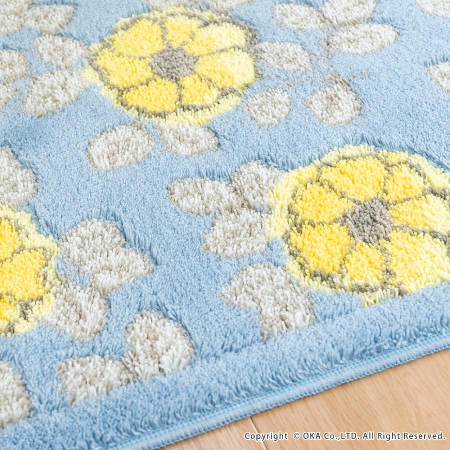 トイレマット 約55×60cm フローリア トイレ マット おしゃれ ブルー ベージュ 上品 トイレラグ 洗えるトイレ用品 日本製 オカ | オカ | 17