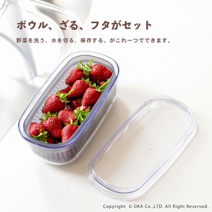オカ ザル付き保存容器 キッチングッズ PLYS 野菜保存容器 “あらう