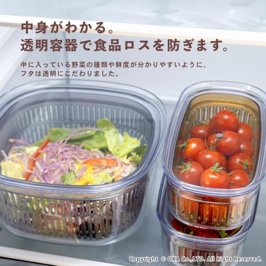 オカ ザル付き保存容器 キッチングッズ PLYS 野菜保存容器 “あらう