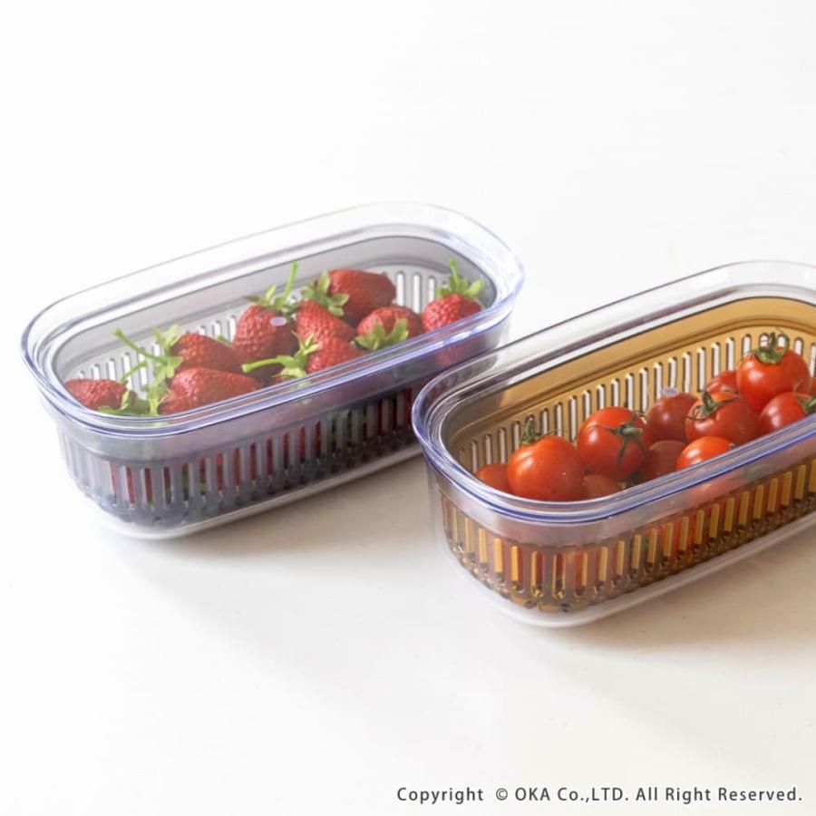 オカ ザル付き保存容器 キッチングッズ PLYS 野菜保存容器 “あらう