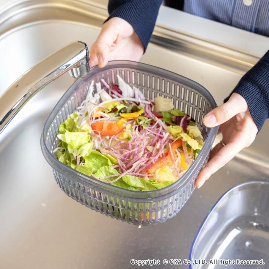 オカ ザル付き保存容器 キッチングッズ PLYS 野菜保存容器 あらう