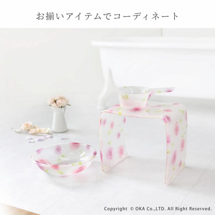 風呂椅子 風呂いす バスチェア アクリル バスチェア Ｌサイズ 高さ 31cm 洗面用具 高級 おしゃれ 北欧 バラ 薔薇 汚れにくい オカ_10