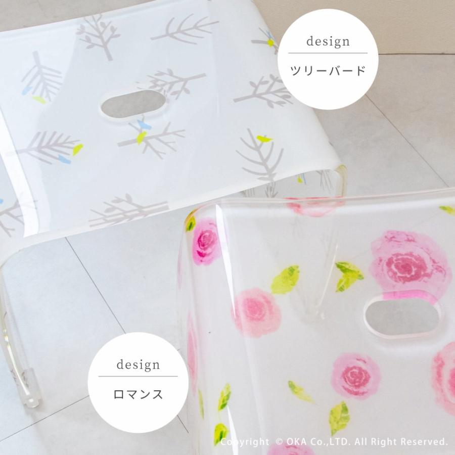 風呂椅子 風呂いす バスチェア アクリル バスチェア Ｌサイズ 高さ 31cm 洗面用具 高級 おしゃれ 北欧 バラ 薔薇 汚れにくい オカ_11