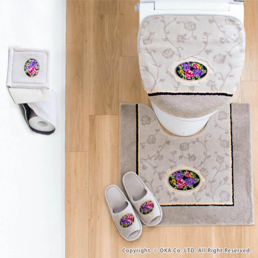 トイレマットセット 6点 シェニールロゼ 約60×63cm トイレマット+フタカバー+便座カバー+スリッパ+ホルダーカバー+タオル_22