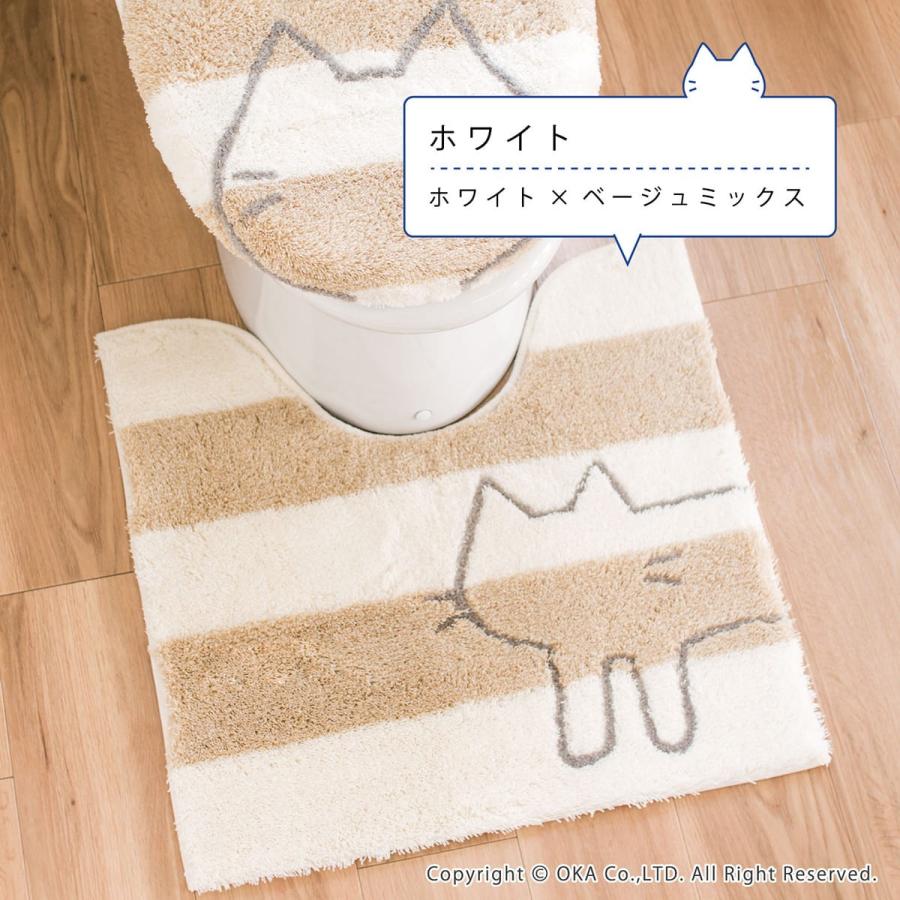 トイレマットセット 2点 約60×60cm うちねこ トイレマット+ドレニモフタカバー (洗浄暖房型 普通型 兼用) トイレマットセット ネコ ねこ オカ｜m-rug｜08