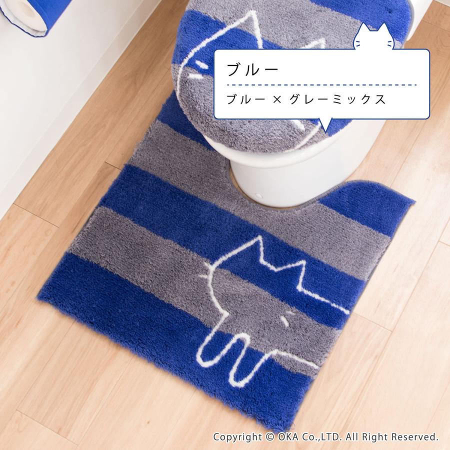 トイレマットセット 2点 約60×60cm うちねこ トイレマット+洗浄暖房型 フタカバー ロング 大型 大判 ネコ ねこ 猫 オカ｜m-rug｜17