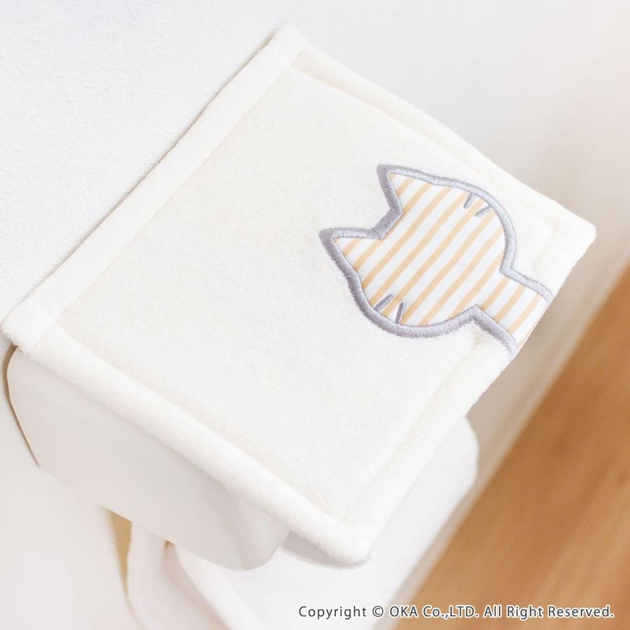 トイレットペーパーホルダーカバー うちねこ トイレカバー トイレ用品 ネコ 猫 ボーダー グレー 猫 オカ｜m-rug｜06