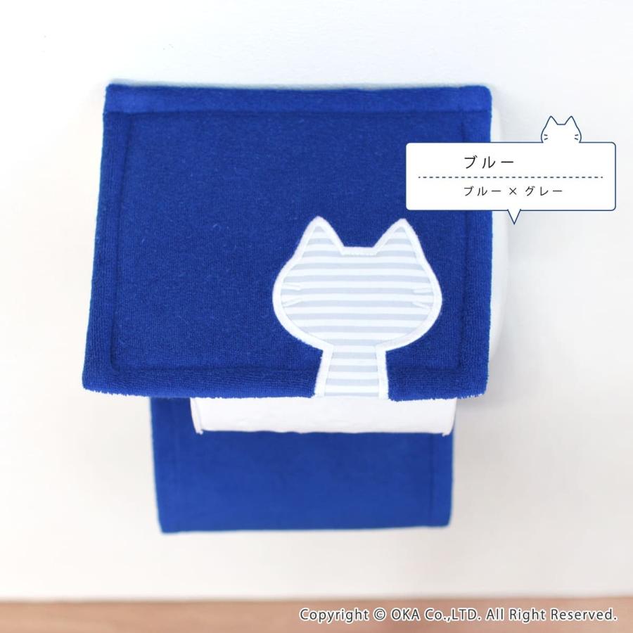 トイレットペーパーホルダーカバー うちねこ トイレカバー トイレ用品 ネコ 猫 ボーダー グレー 猫 オカ｜m-rug｜10