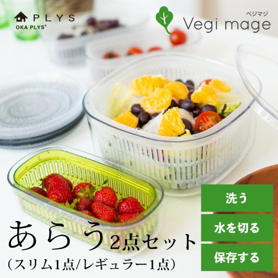 オカ ザル付き保存容器 キッチングッズ PLYS 野菜保存容器