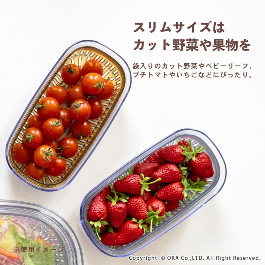 オカ ザル付き保存容器 キッチングッズ PLYS 野菜保存容器 “あらう