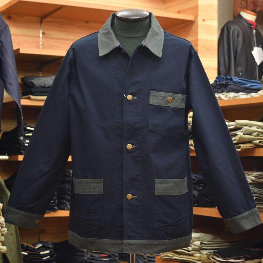 Pherrow's（フェローズ） バイカラー カバーオール ネイビー : メンズ