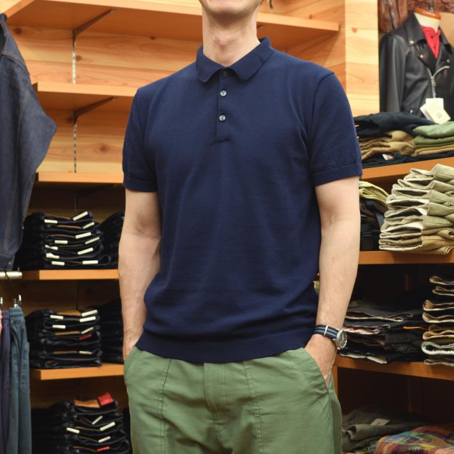 MOONCASTLE ICE COTTON POLO NECK ネイビー S ICE COTTON SKIPPER POLO NECK