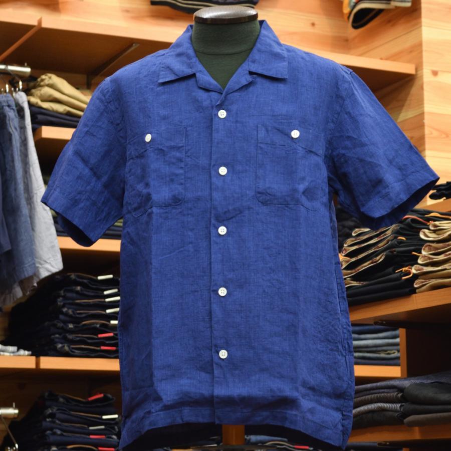 SONTAKU（ソンタク） リネン 半袖オープンカラーシャツ インディゴ