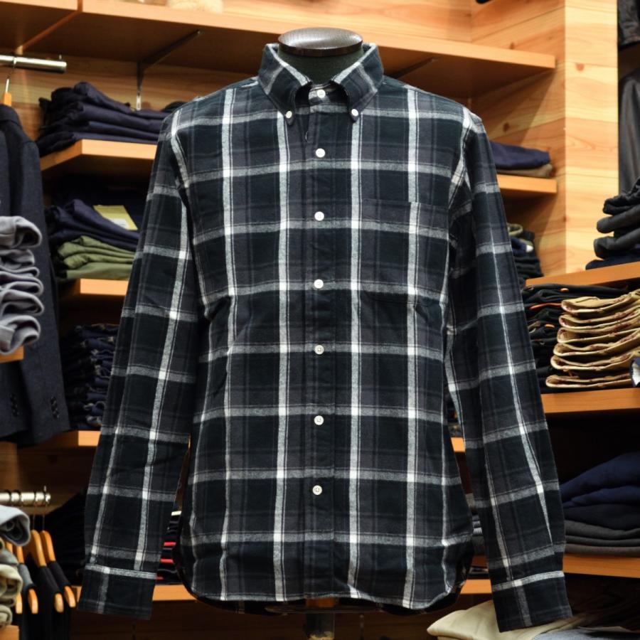 SONTAKU (ソンタク) シャギータータンチェック ボタンダウンシャツ ブラック