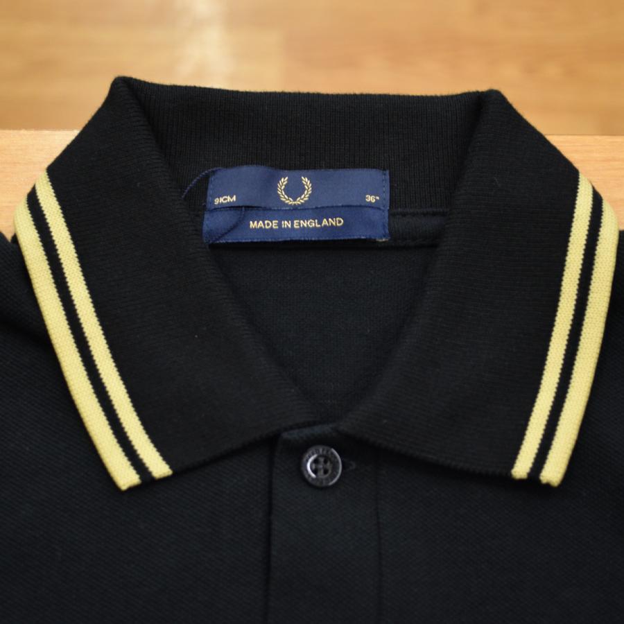 FREDPERRY (フレッドペリー) 英国製 ティップラインポロシャツ M12 157 BLACK/CHAMP/CHAMP｜m-s-sato｜02