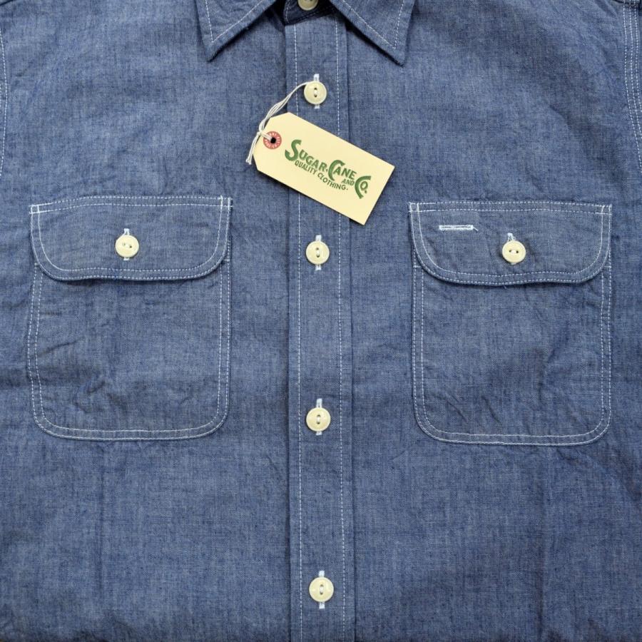 SUGAR CANE (シュガーケーン) ブルーシャンブレーワークシャツ SC27850