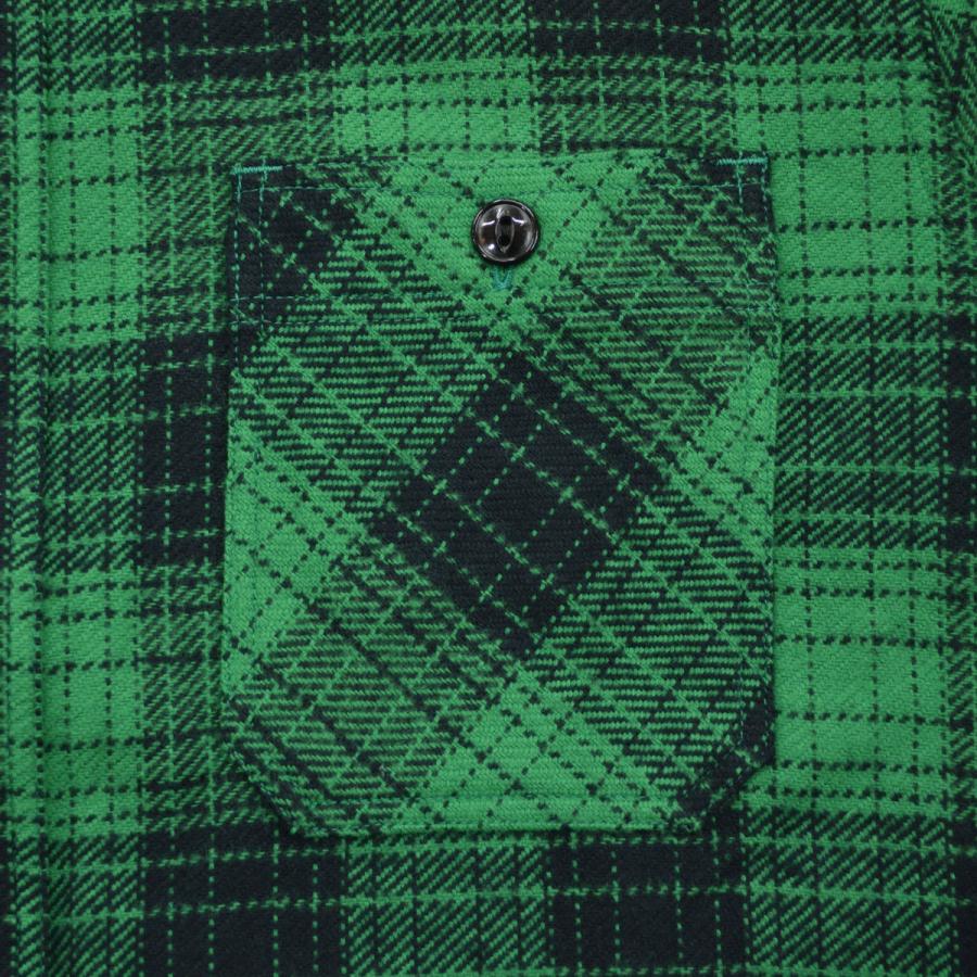 SUGAR CANE グリーン・ブラックチェックネルシャツ X-LARGE SUGAR CANE シュガーケーン 長袖|ツイル|ネルシャツ『TWILL CHECK WORK