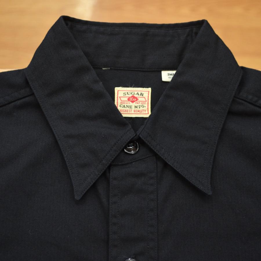 SUGAR CANE (シュガーケーン) ヘリンボーンツイル 刺繍 長袖ワーク