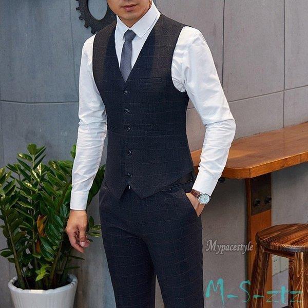 開店祝い 3ピーススーツ ビジネススーツ メンズ ベスト付き スリム チェック柄 フォーマル シンプル 結婚式 パーティー 通勤 春 夏 秋 冬 人気満点 Www Kingfishswimming Com