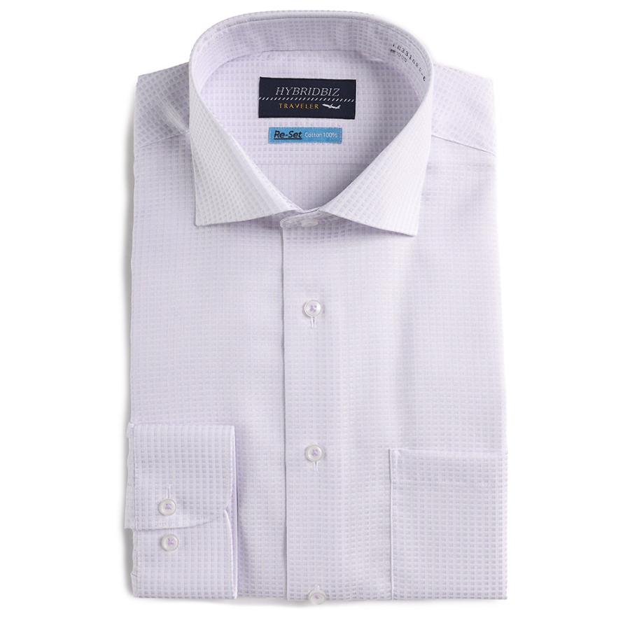 長袖 ワイシャツ メンズ ビジネス 紳士 Re-Set 形態安定 綿100％ ワイドカラー BASICBODY Yシャツ HYBRIDBIZ メンズショップサカゼン｜m-sakazen｜14