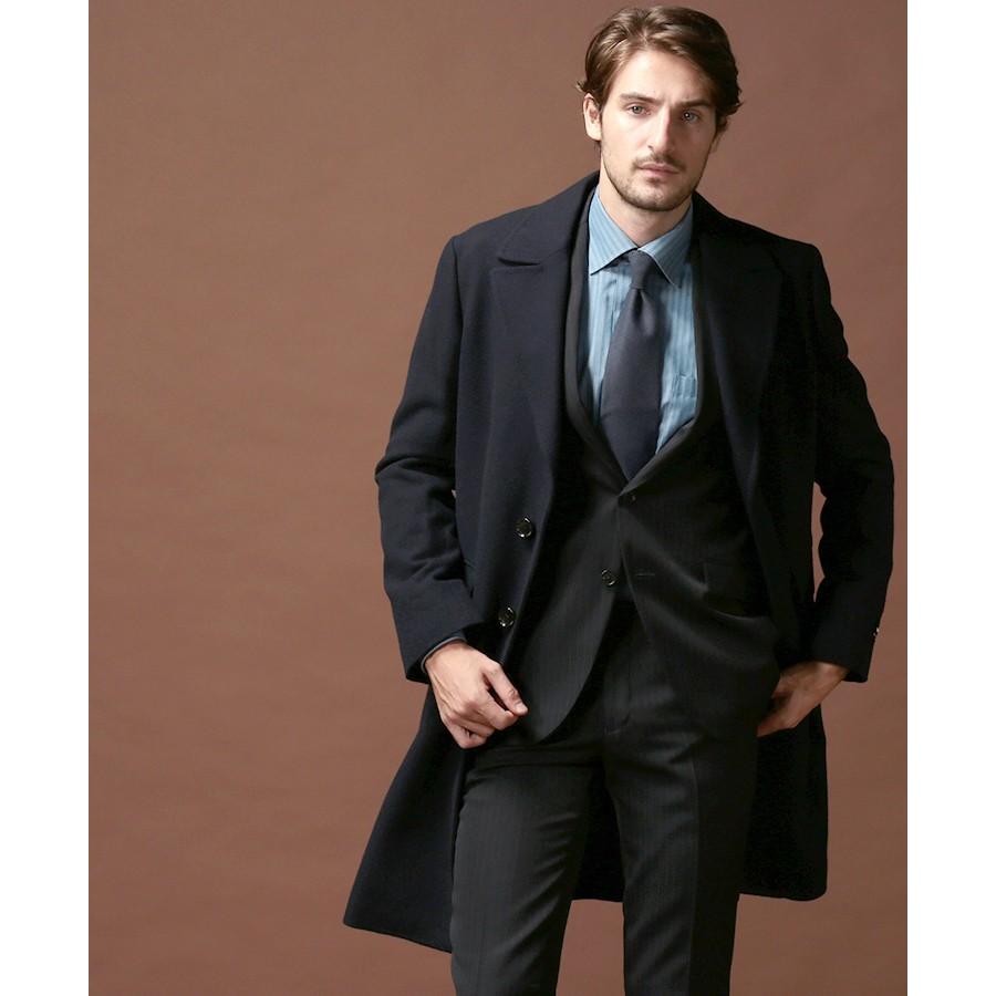 ビジネスコート メンズ 秋冬 カシミヤ混 チェスターコート メンズ