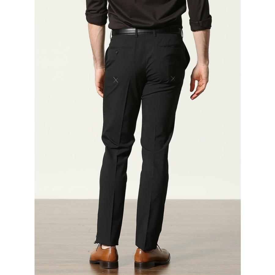 スラックス ノータック 無地 ブラック 春夏 メンズ ビジネス ビジカジ