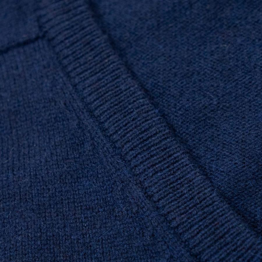 カシミヤ30％　天竺編み　Vネックセーター（ネイビー） |  | 01