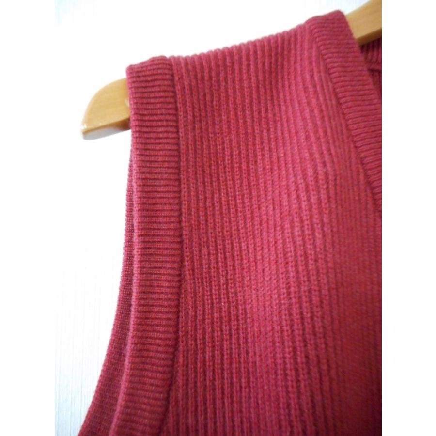 カシミヤ100％　畦編みニットベスト（ワイン）日本製 |  | 01