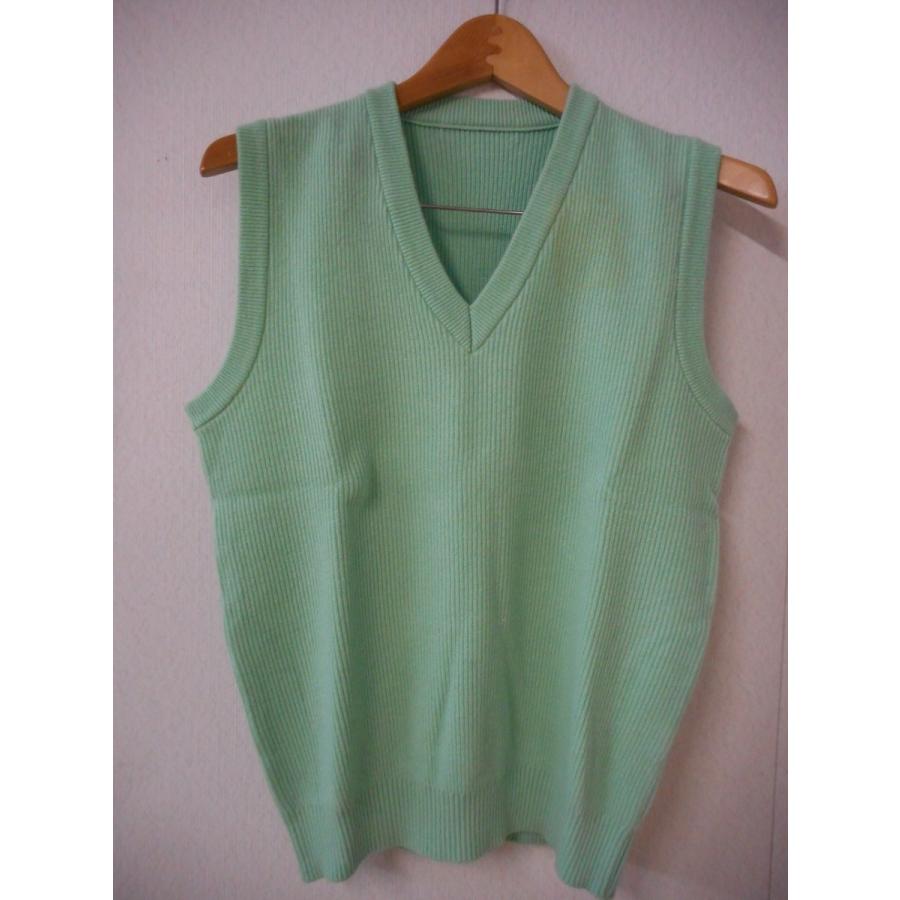 カシミヤ100％　畦編みニットベスト（ライトブルー）　日本製 |  | 05