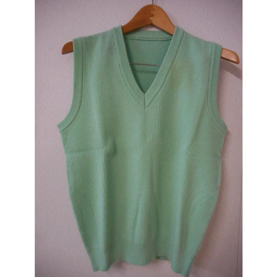 カシミヤ100％　畦編みニットベスト（エメラルド）　日本製 | 